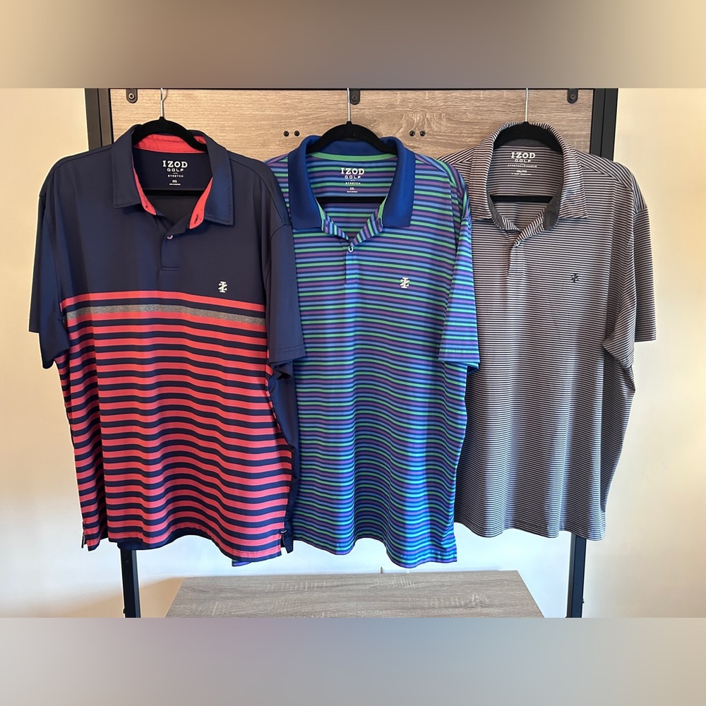 Three men’s Izod polo shirts size XXL